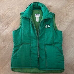 Vintage 80's Pioneer Seed Puffer Vest XL - Field Green